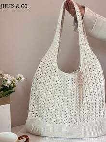 Vintage Hollow Knitted Large Capacitytote Bag Soft Tote Bag Beach Bag For Women Lightweight Summer Beach Handbag Shopping Bag For Travel Commute - 彩色 - 查看 15