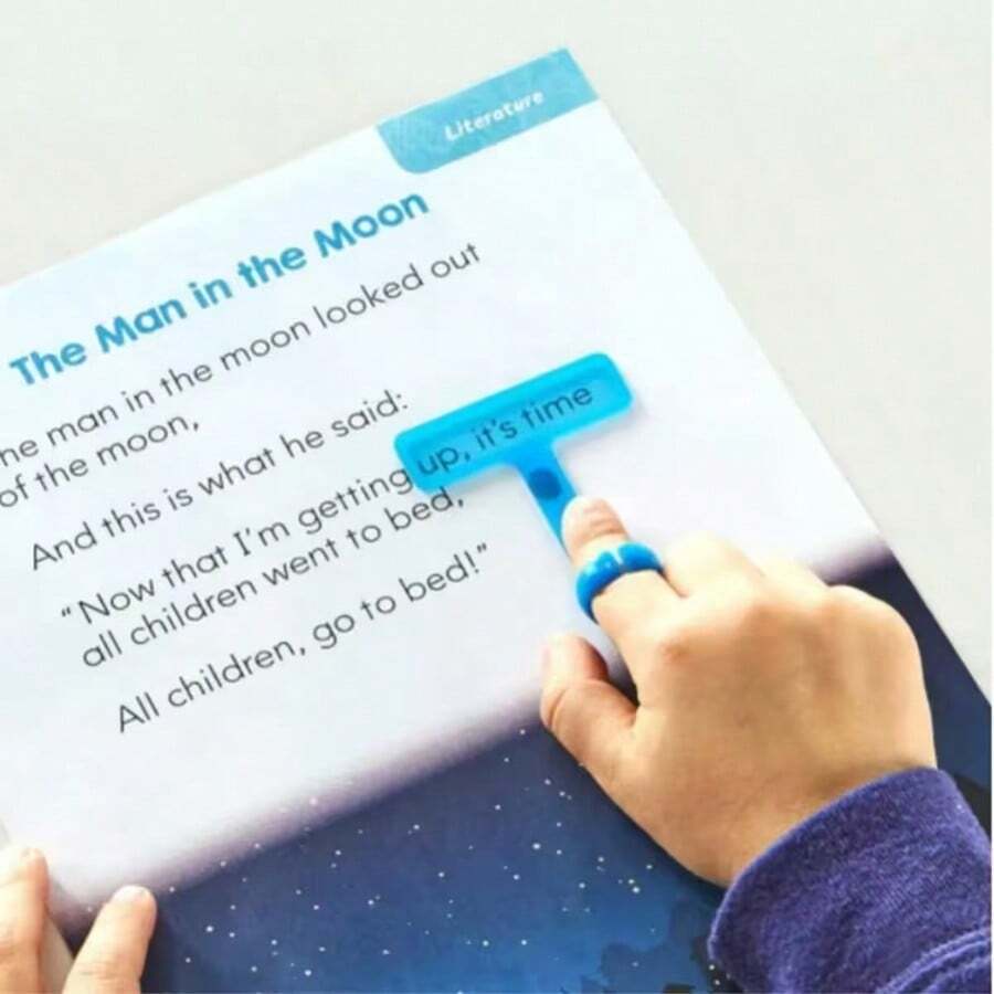1pc Finger Focus Reading Guide Highlighter Strip, Lightweight Durable PP Material Reading Tracker With Magnifier, Multi-Purpose Finger Pointer And Reading Aid Tool, Enhance Concentration, Practical Student Reading Assistant, Back To School Stationery Gift - Multicolor - View 1