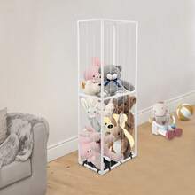 White PVC Vertical Stuffed Animal Storage Organizer, Floorstanding Plush Toy Holder With Elastic Rope For Bedroom Playroom - White - View 10