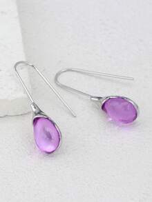 Minimalist Fashionable Multi-Color Water Drop Pendant Earrings, Exquisite Elegant Jewelry Accessories For Women, Holiday Gift - Grey - View 6