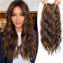 Hair Topper,Wavy Hair Toppers For Women With Thinning Hair Synthetic Hair Topper With Bangs Wiglets Natural Add Hair Volume - Multicolor - View 24