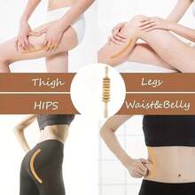 Curved Wood Therapy Massage Roller Tools,Lymphatic Drainage, Cellulite Massage & Wooden Muscle Roller Stick For Waist And Thigh, Stomach Rolling Massager Tool - Multicolor - View 8