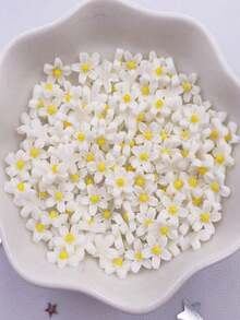 100pcs Random Mixed Color Resin 8mm 3D Flat Miniature Flower Design Nail Art Decor, DIY Scrapbook, Phone Case Decoration, Earring Accessories, Valentine's Day Handmade Jewelry - Miniature Flowers - View 2