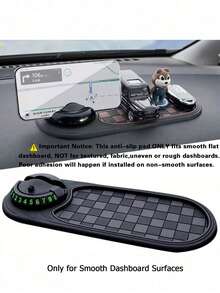 汽車儀表板防滑墊，附彈簧手機支架與臨時停車牌，僅適用於光滑塑料儀表板，防滑摩擦力有限，僅適合薄型小手機，不相容大尺寸厚殼智慧型手機 - 多色 - 查看 2