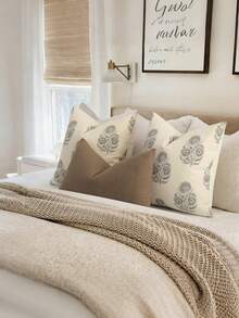 1pc Vintage Floral Print Pillowcase, Decorative Pattern Cushion Cover, Modern Farmhouse Style Throw Pillow Cover For Sofa Chair Bed, Living Room Home Decor, Outdoor Garden Cushion, Summer Autumn Bedroom Decorative Pillowcase - Light Grayish Brown - View 3