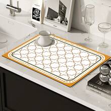 1pc Symmetrical Design Diatomaceous Earth Drying Mat, Non-Slip Heat-Resistant Absorbent Mat, Suitable For Kitchen Countertop, Coffee Machine, Tableware, Home Cafe Bar Party Decoration Placemat Gift - Multicolor - View 9