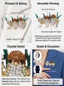 Stylish Rhinestone Rooster Brooches For Women Enamel Animal Ducks Birds Pins Banquet Jewelry Clothing Accessories/Friends Gathering Badges New Gifts - Animal - View 9