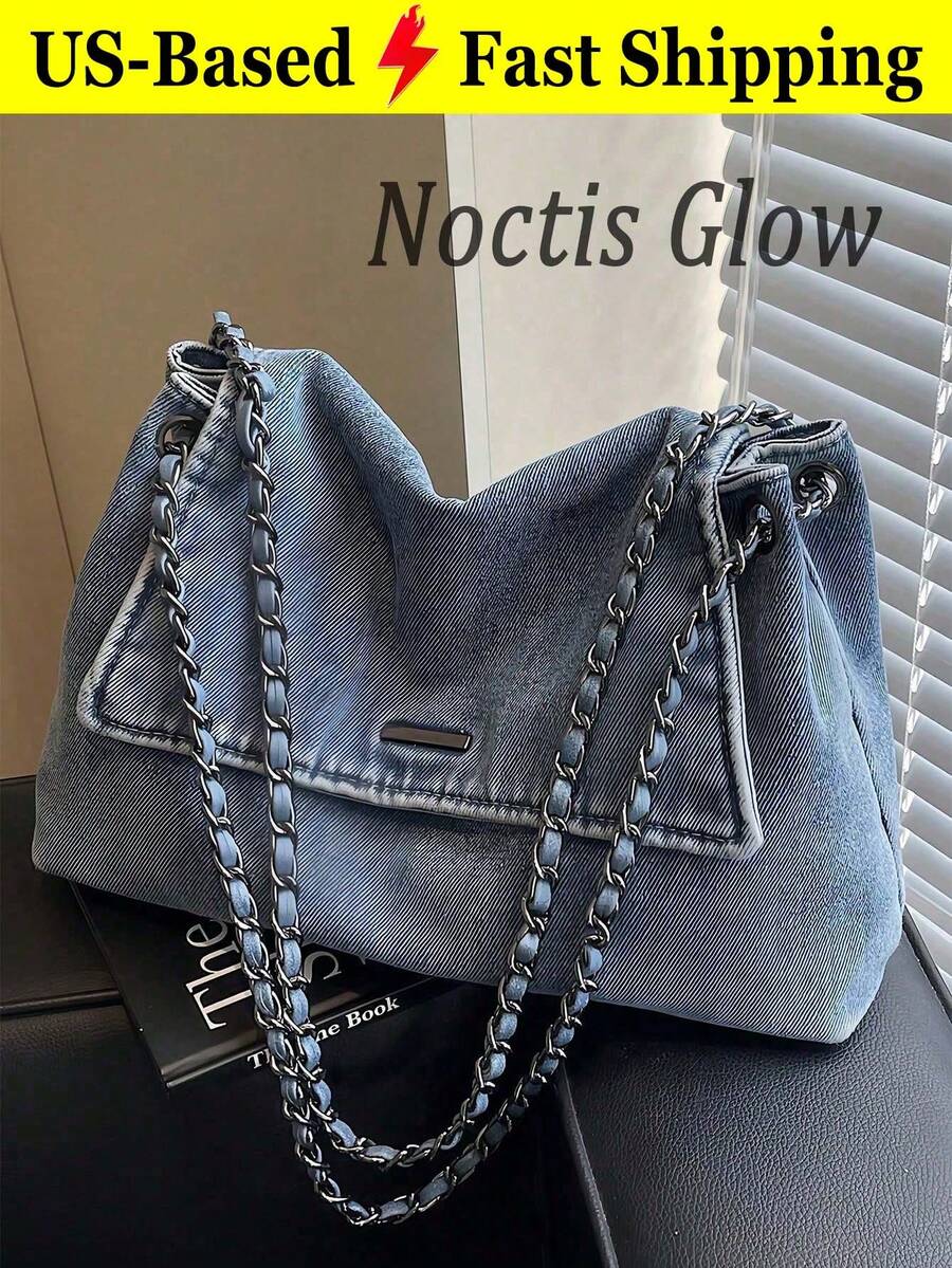 Women's Denim Crossbody Bag, Lightweight Vintage Washed Jean Purse With Adjustable Strap, Large Capacity Shoulder Handbag Travel Essentials School Supplies Travel Accessories Christmas Gifts Christmas Decorations Christmas Travel Essential Crossbody Bags For Women Purses And Bags Women Gifts For Women Purse Accsesories - 彩色 - 查看 1