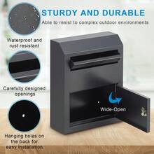Techigher Parcel Delivery Box, Locking Mailbox With Combination Lock, Weatherproof Outdoor Parcel Drop Box For Packages And Letters, Rust-Resistant - Wall-mounted, Black - View 2