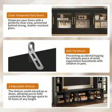 Entertainment Center Wall Unit For TVs Up To 80" All-In-One Modern TV Stand With Bookshelves And Tempered Glass Doors TV Console Unit With Shelving For Living Room Entertainment - 黑色 + MDF1 - 查看 5