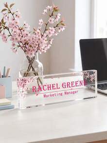 1pc Customized Floral Acrylic Desk Name Plate, Personalized Engraved Office Nameplate, Employee Name Tag, Retirement Gift, Reception Desk Nameplate, Teacher Appreciation Gift, New Hire Gift, Administrative Office Desk Decor, Promotion Appreciation Desk Nameplate - Multicolor - View 12