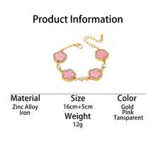 1pc Luxury Elegant Charming Glamorous Summer Vacation Style Sparkling Gentle Pink Sweet Five-Leaf Clover Women's Bracelet (No Gift Box) - Pink - View 6