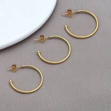 3pcs/Lot 19-28mm C-Shaped Stainless Steel Ear Hooks Earring Posts With Loop C Shape Ear Studs Earrings DIY Jewelry Making Accessories Supplies - Multicolor - View 14