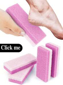 1/4pcs Pink Professional Foot Pedicure Pumice Stone Exfoliating File For Removing Foot Calluses And Dead Skin,Rubbing Board,Exfoliating Tool,Double-Sided Foot File,Grinding Stone,Foot Scrubber,Used For Household Personal Cleaning And Foot Care Tools - Pink - View 1