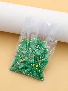 2MM-6MM 混合尺寸 2000顆/包 圓形平底樹脂水鑽，果凍糖 AB 色亮面亮片，DIY 寶石鑽石，黏貼式珠飾，適用於衣服、包包、鞋子、馬克杯、瓶子、保溫杯、手機、DIY 配件 - 深綠52 - 查看 3