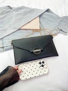 Nuevo bolso de mano para mujer con diseño de nicho de moda, unicolor, estilo sobre retro - Negro - Ver 6