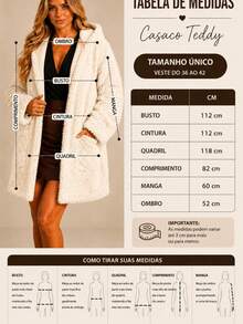 Teddy Overcoat With Hood And Pocket, Women's Warm Winter Jacket With Long Sleeves - White - View 2