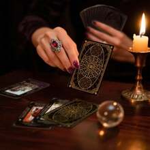 Occult & Divination 1Set Tarot Cards With Meanings On Cards, Beginner Training Deck For Easy Learning - Classic Tarot Set With Messages For Reading, Fortune Telling Game For All Levels - Black - View 7