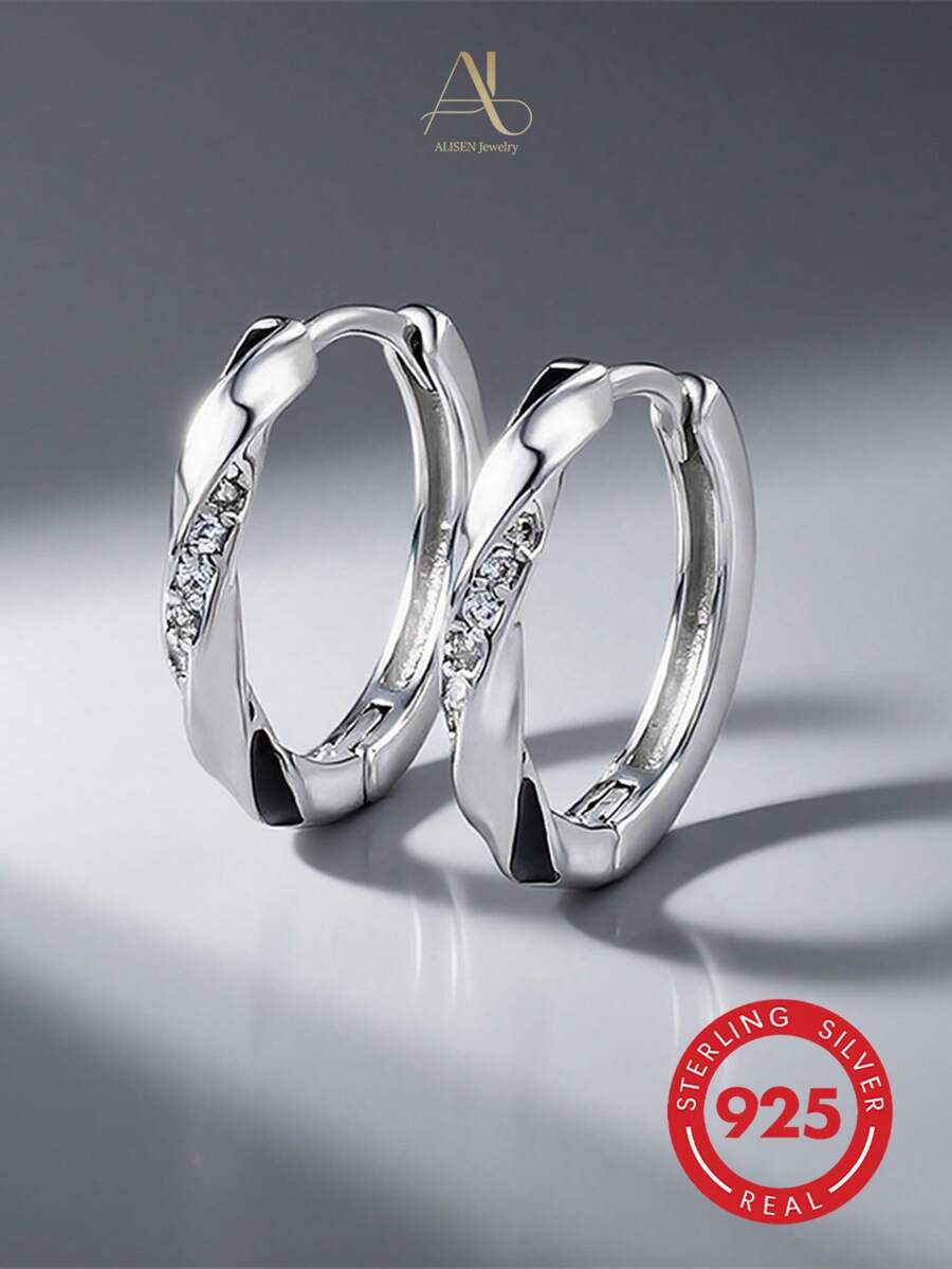 925 Sterling Silver Minimal Cubic Zirconia Women Earrings