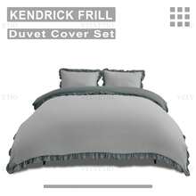 VELVETIO Luxury Kendrick Frill Duvet Cover Set Reversible Bedding Set Soft Smooth Lightweight Microfiber Polyester With Matching Pillow Cases Elegant Ruffle Edge Plain Design Single Double King - Grey/Charcoal - View 6