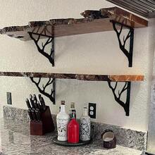 2pcs Branch-Shaped Metal Shelf Brackets, Creative L-Shaped Metal Support, Space-Saving Design, Wall-Mounted Installation (Drilling Required), Suitable For Kitchen, Bathroom, Living Room, Bedroom And Balcony Decoration And Practical Shelving - A - View 4