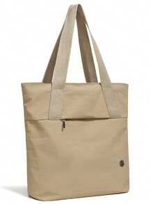 Daily Minimalist Men's Large Capacity Multifunctional Versatile Tote Bag Handbag Shoulder Bag College Student School Bag,Beach Bag,Y2k - Khaki - View 5