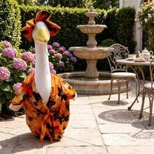 23-Inch Porch Goose Summer Outfit Tropical Hawaii Bathrobe And Matching Hat For Large Lawn Goose - Orange - View 4