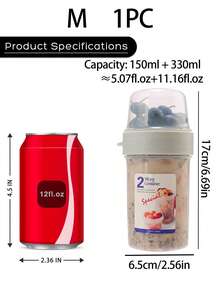 1個便攜式旅行杯，適用於穀物和牛奶，雙層密封優格容器，多種容量可選，也適用於燕麥和水果，適用於辦公室、大學、旅行和野餐的密封食物儲存盒 - 彩色 - 查看 15