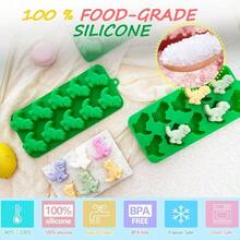 Paquete de 3 moldes de dinosaurio y chocolate. Lindos moldes de silicona de dinosaurios para hornear jabn, creyones de magdalenas, decoracin de pasteles - Verde - Ver 6