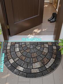 DAJIANG 1pc Stone Pattern Doormat - Thick Non-Slip Soft Velvet Carpet, Essential Home Decor, Suitable For Porch And Living Room, Machine Washable Polyester Material, Fashionable Round Design, Mosaic Print, Living Room - Multicolor - View 12
