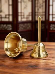 Brass Hand-Rung Bell, Small And Large Sizes Available, Handle Bell Vintage Decorative Ornament, Collectible Desktop Decor - Multicolor - View 3