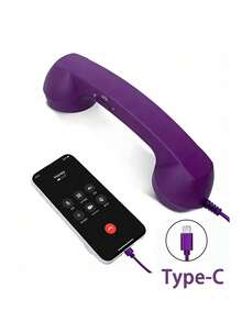 Retro Phone Handset For Type-C Devices Vintage Style Cell Phone Handset With Volume Control & Mic, Noise Reduction Wired Landline Handle Handset For Mobile Video Conferences,Calls,Meetings - View 12