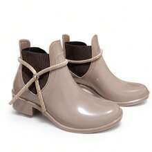 Women's Short-Shaft Rain Boot For Cold And Rain, Autumn/Winter Collection, New Release. - Bege-strass - View 4