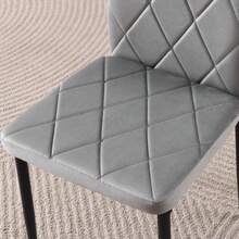 Set Of 2 Stainless Steel Leg Upholstered Dining Chairs - Abu-abu #2 - View 5