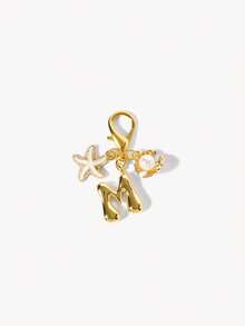 Opalesca 1pc A-Z Alphabet Gold Bubble Letter Cute Pendant Keychain, Shell And Starfish Accessories, Keychain, Ring Bag, Backpack Pendant, Car Pendant - Multicolor - View 23