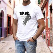 Camiseta Hombre Verano: Cuello Redondo Manga Corta Estampado Sencillo, Cómoda Transpirable, Ideal para Trabajo y Uso Diario, - Blanco - Ver 1