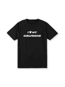 Love You Gift,i love my girlfriend t-shirt, Gift For Him, Gift For Her, i love Shirt, i heart shirt, Menswear Crewneck Classic Tee - Schwarz - Übersicht 1