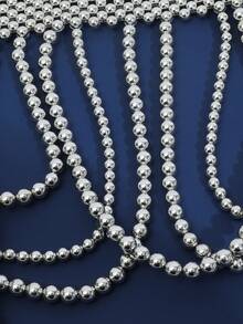 1pc Elegant Handmade Multi-Layer Luxury (Simulated) Faux Pearl Tassel Body Chain, Suitable For Wedding, Party, Evening Dress, Adjustable Length Jewelry Accessory For Women, Summer - STL2003 - View 11