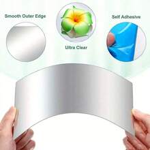 Flexible Self Adhesive Acrylic Mirror Wall Stickers 5Pcs Square Cuttable Non Glass Reflective Thickened Removable No Residue Easy Install Renter Friendly Personalized DIY Home Decor Wedding Table Bedroom Kitchen Dorm Graduation Housewarming - Silver - View 10