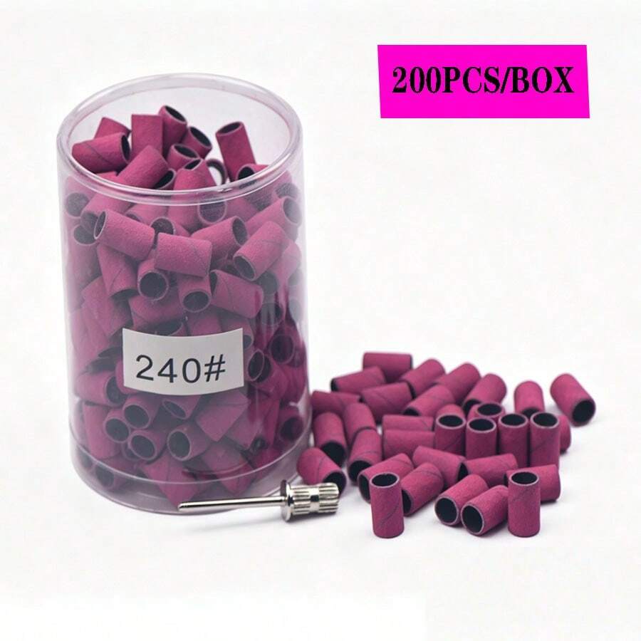 DeDryDS 200 قطعة شرائط برد الأظافر، 1 قطعة رأس مثقاب الأظافر، شرائط برد الأظافر بحبيبات 180/240، مناسبة لأظافر الأكريليك والجيل، للعناية بالقدمين، صندوق تخزين محمول - متعدد الألوان - مشاهدة 1