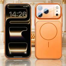 1pc Hadaasi Orange Magnetic Upgraded Protective Case Compatible With IPhone 17: Original Large Window Magnetic Protective Case, Compatible With IPhone 17/16/15/14/13 Air/17 Pro Max – Supports Wireless Charging, Matte Texture, 11-16 Series Can Instantly Transform Into Apple 17 Promax - Orange - View 3