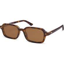 SOJOS  Rectangle Polarized  Womens Mens, Small Retro Fashion Thin Slim Square Sunnies SJ2610 - 玳瑁色 + 深綠色 - 查看 1