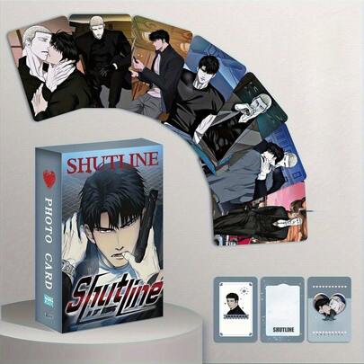 55 szt./1 zestaw kart Lomo Shutline Manga, dwustronne karty fotograficzne HD z postaciami z koreańskiego BL manga, kolekcjonerskie karty anime BL manga, fanowski zestaw kart kolekcjonerskich, pudełko prezentowe, dekoracja, zestaw fotokart z koszulkami na fotokarty