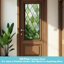 1 pieza Película de ventana de privacidad esmerilada con patrón de hoja de vidrio verde en forma de diamante, adhesivo electrostático de PVC reutilizable sin pegamento, adecuado para hogares, baños, dormitorios, oficinas, cafeterías y otros espacios - Pegatina de vidrio esmerilado - Ver 4