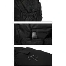 Zaino cargo nero impermeabile in nylon per uomo e donna, spazioso zaino casual per il tempo libero con coulisse e scomparti multipli, ideale per l'università, il campeggio e le gite di un giorno. - A - Visualizzare 10