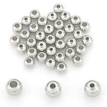 30pcs Stainless Steel Round Spacer Beads, Approx. 6mm Diameter, Hole Size Approx. 2mm/3mm, Polished Smooth Through-Hole Loose Beads, Bead Connectors, Decorative Beads, Suitable For DIY Jewelry Making, Necklaces, Earrings, Beading Accessories, Titanium Steel Bracelets, Jewelry Making Materials Beads & Bead Assortments - Stainless Steel Round Spacer Beads (30pcs) - View 9