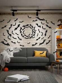 120piezas/60piezas/12piezas Murciélagos Negros 3D Decoraciones de Halloween – Pósteres de Pared Aterradores para Bar – Decoración de Halloween, Artículos Espeluznantes – Decoración del Hogar de Halloween, Recuerdos de Fiesta de Halloween, Pósteres de Pared Inquietantes – Adecuado para Decoración de Fiestas en Interiores y Exteriores, Decoraciones Aterradoras para el Hogar y Ventanas, Fácil de Despegar y Pegar (Sin Residuos), Pegatinas para Botes de Basura de Halloween, Decoración Espeluznante, Imprescindible para Entusiastas del Terror, Acentos de Halloween - A - Ver 10