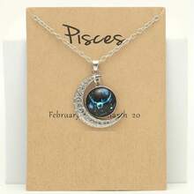 1 Collar con Colgante Lunar del Zodiaco Retro que Brilla en la Oscuridad - Estilo Vintage, Aleación de Zinc con Detalles, Cadena Ajustable para Mujer - Ideal para Uso Diario y Regalos - León - Ver 11
