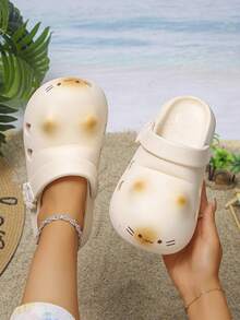 1 Pair Summer Teen Comfortable Outdoor Indoor Non-Slip Beach Fashion Cute Clog Sandals - Beige - View 2
