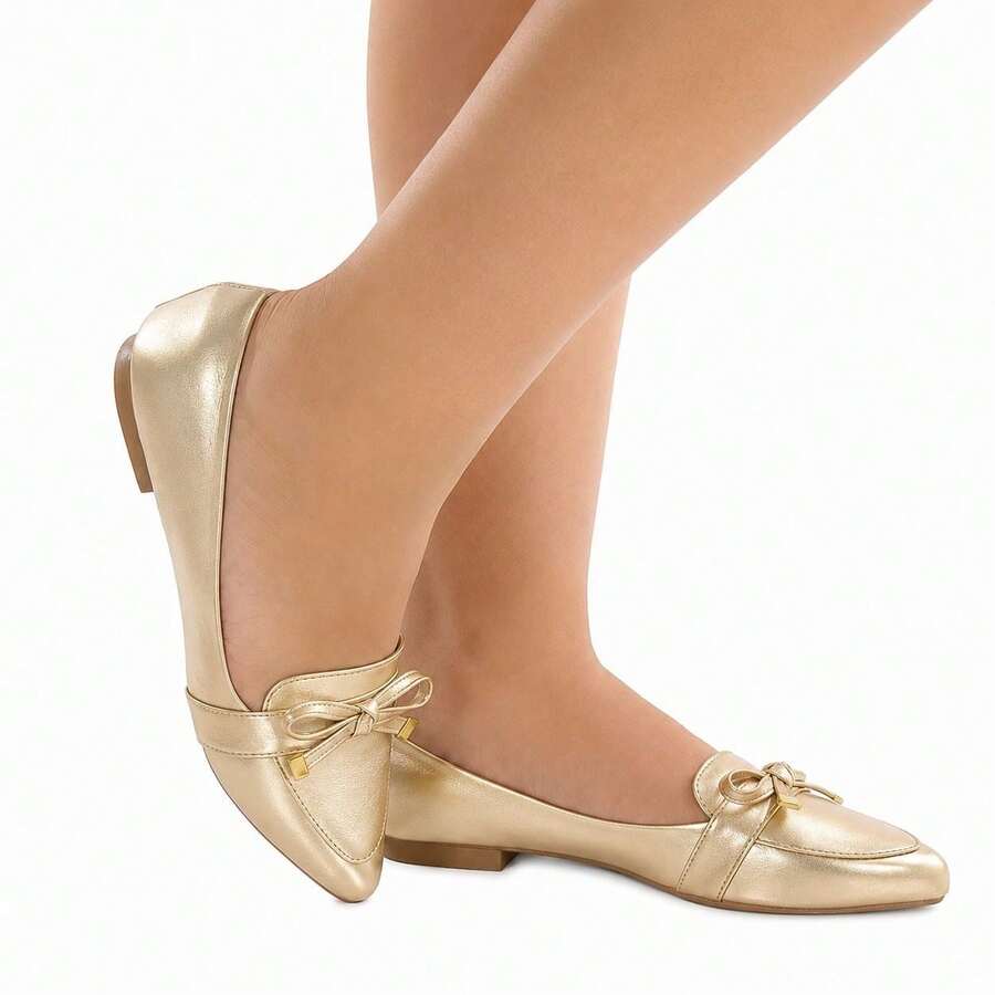 Women's Shoes, Casual Elegant Moccasin Flats - 淺金色 - 查看 1